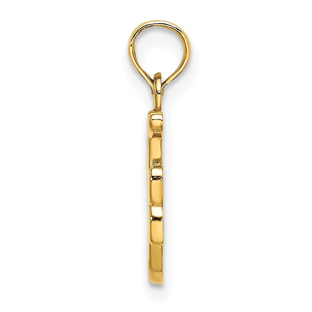 14k Yellow Gold Script Letter F Initial Pendant