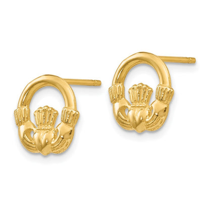 14k Yellow Gold Claddagh Earrings