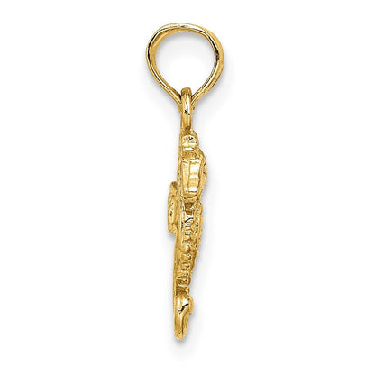 14k Yellow Gold Mini Seahorse Charm Pendant for Women