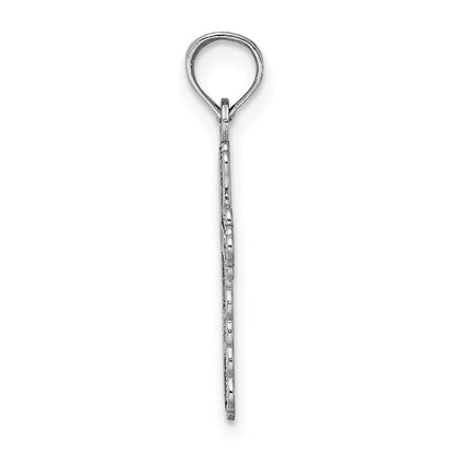14K White Gold w/ Lace Trim and Polished Center Cross Charm