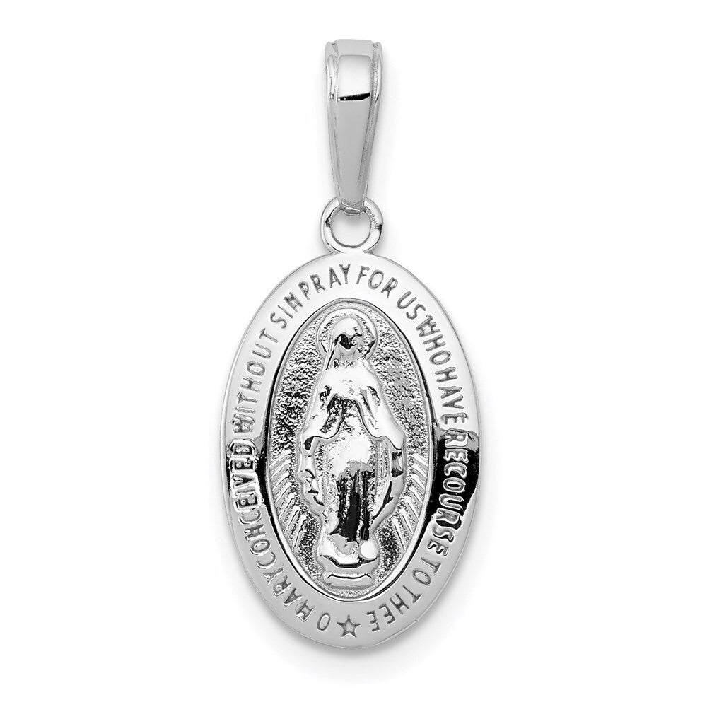 14k White Gold Miraculous Medal Pendant for Women