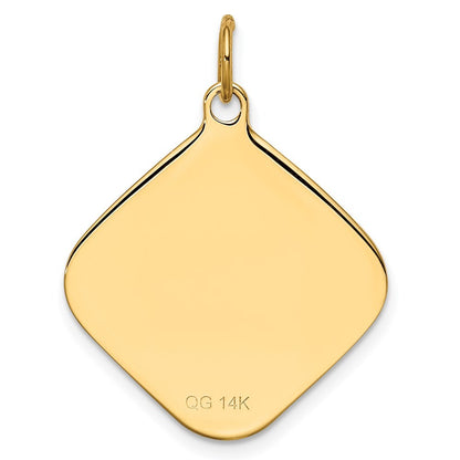 14k Yellow Gold Patterned .018 Gauge Diamond-Shaped Engravable Disc Charm