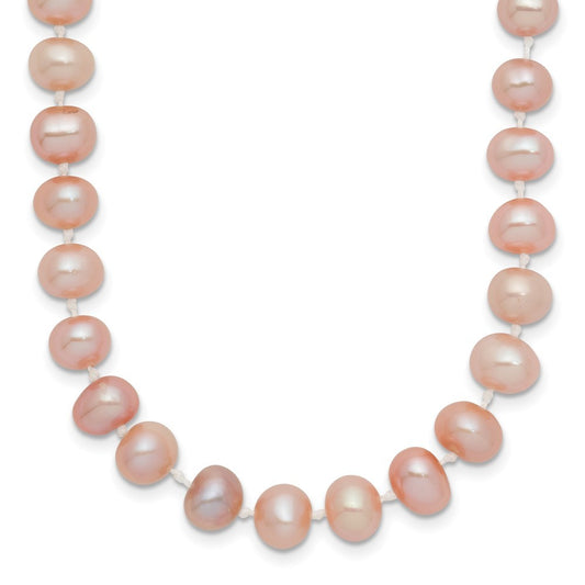 14k Yellow Gold 6-7mm Pink Near-Round Freshwater Cultured Pearl 18 inch Necklace