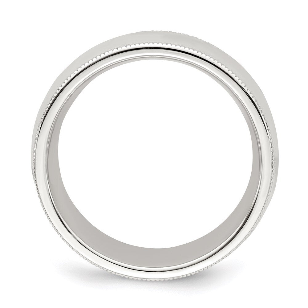 Sterling Silver 8mm Comfort Fit Half Round Milgrain Size 12 Band