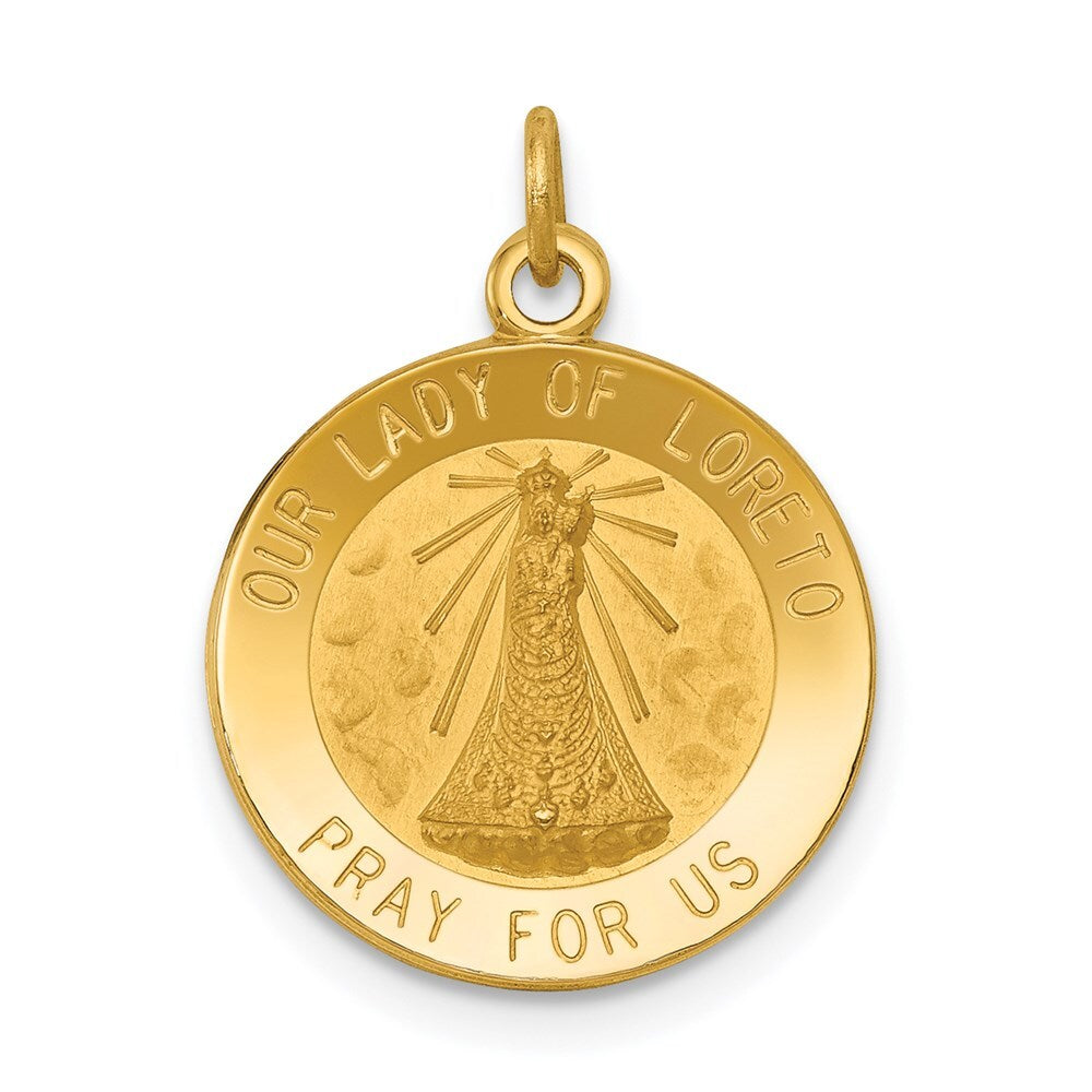 14k Yellow Gold Our Lady of Loreto Medal Charm Pendant for Women