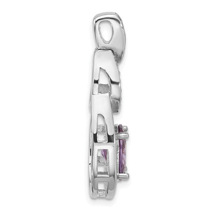 Sterling Silver Rhodium-plated Cubic Zirconia and Purple Zircon Pendant