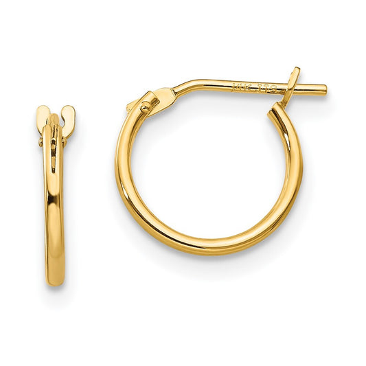 14k Yellow Gold 1mm Hoop Earrings Gift for Women