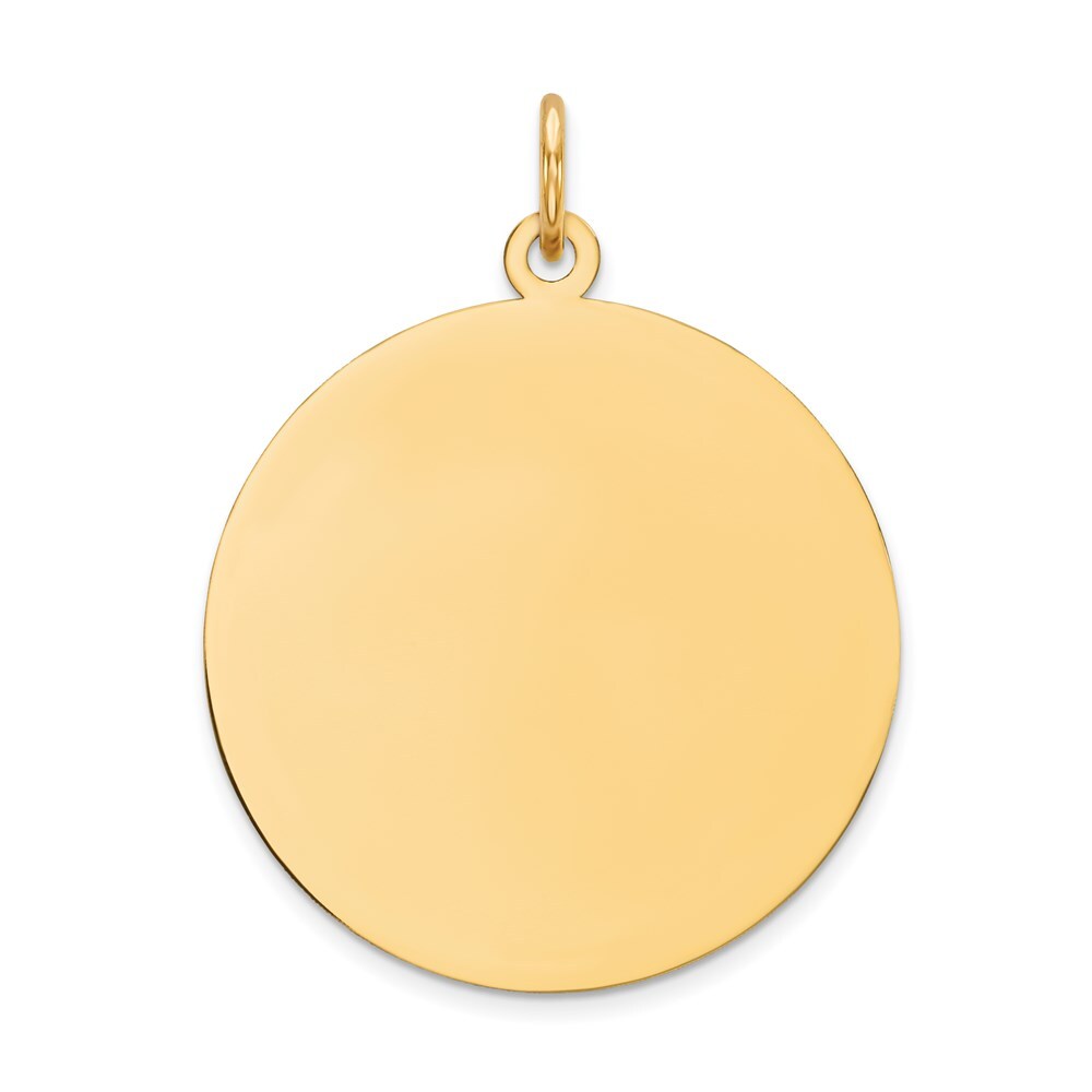 14k Yellow Gold Round Disc Charm Pendant for Women