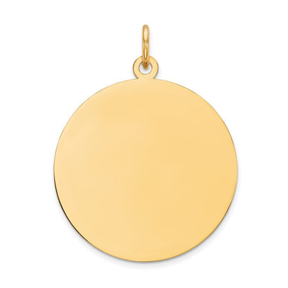 14k Yellow Gold Round Disc Charm Pendant for Women