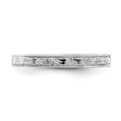 14K White Gold Polished Floral Band Size 7