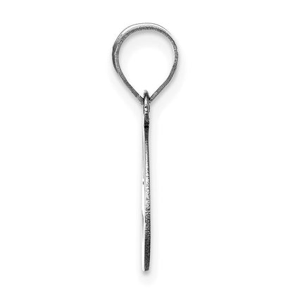 14k White Gold Polished Script Letter E Initial Pendant for Women