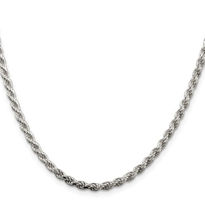 Sterling Silver 3.2mm Diamond-cut Rope Chain Necklace