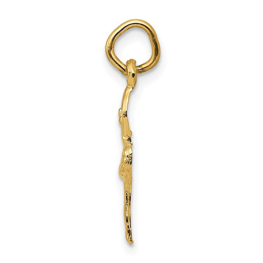 14k Yellow Gold Polished Ballerina Charm Pendant for Women
