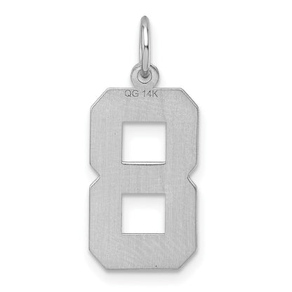 14k White Gold Large Brushed Diamond-cut Number 8 Charm Pendant for Women