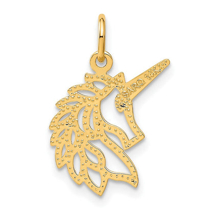 14k Yellow Gold Unicorn Head Pendant for Women