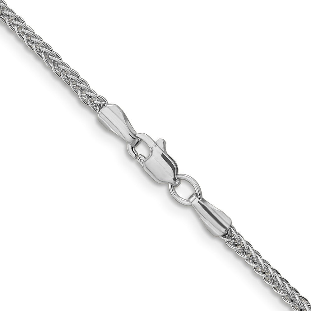 14K White Gold 18 inch 2mm Semi-Solid 3-Wire Wheat Chain Necklace