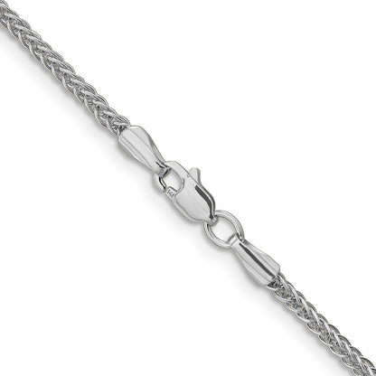 14K White Gold 18 inch 2mm Semi-Solid 3-Wire Wheat Chain Necklace