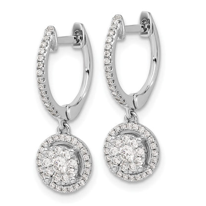 14k White Gold Diamond Hinged Hoop Earrings
