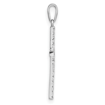 14k White Gold Polished Cubic Zirconia Cross Pendant