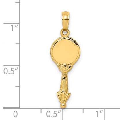 14k Yellow Gold 3-D Hand Mirror Charm Pendant for Women