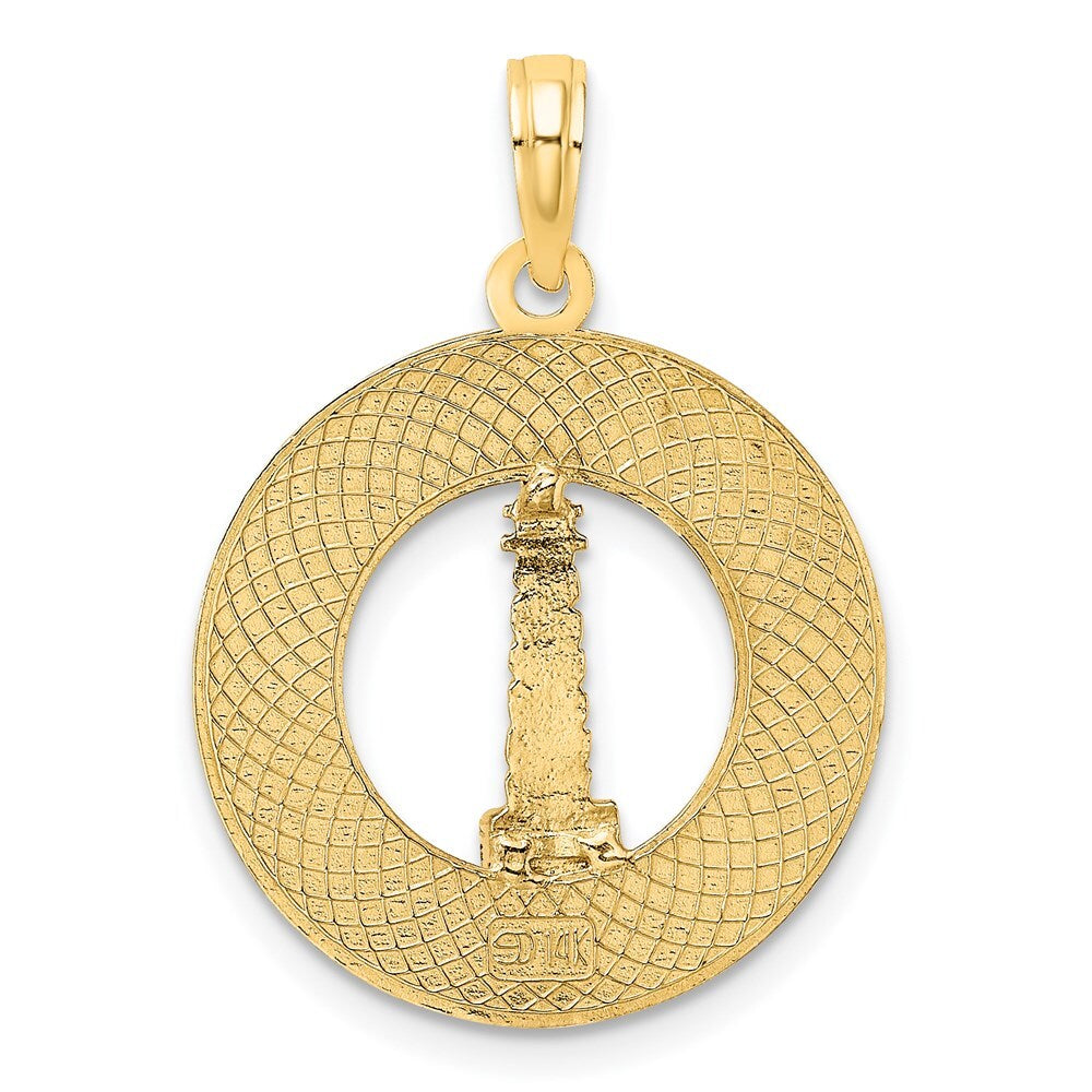 14k Yellow Gold SAINT AUGUSTINE Lighthouse Circle Charm