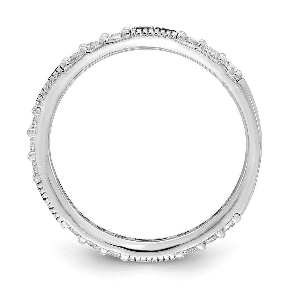 Sterling Silver Rhodium-plated Synthetic Green Spinel & Cubic Zirconia Band SZ 7