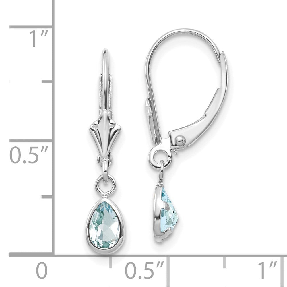 14k White Gold 6x4mm Aquamarine Stud Earrings