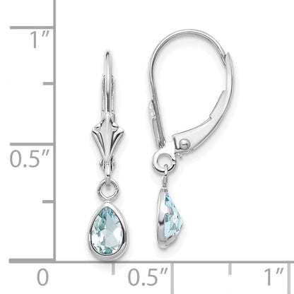 14k White Gold 6x4mm Aquamarine Stud Earrings