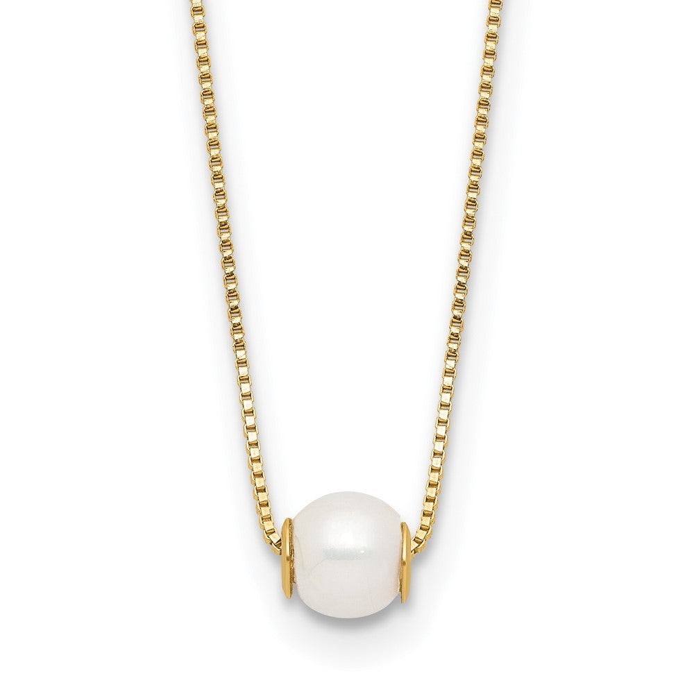 14k Yellow Gold 4-5mm White Round Freshwater Cultured Pearl 18 inch Necklace
