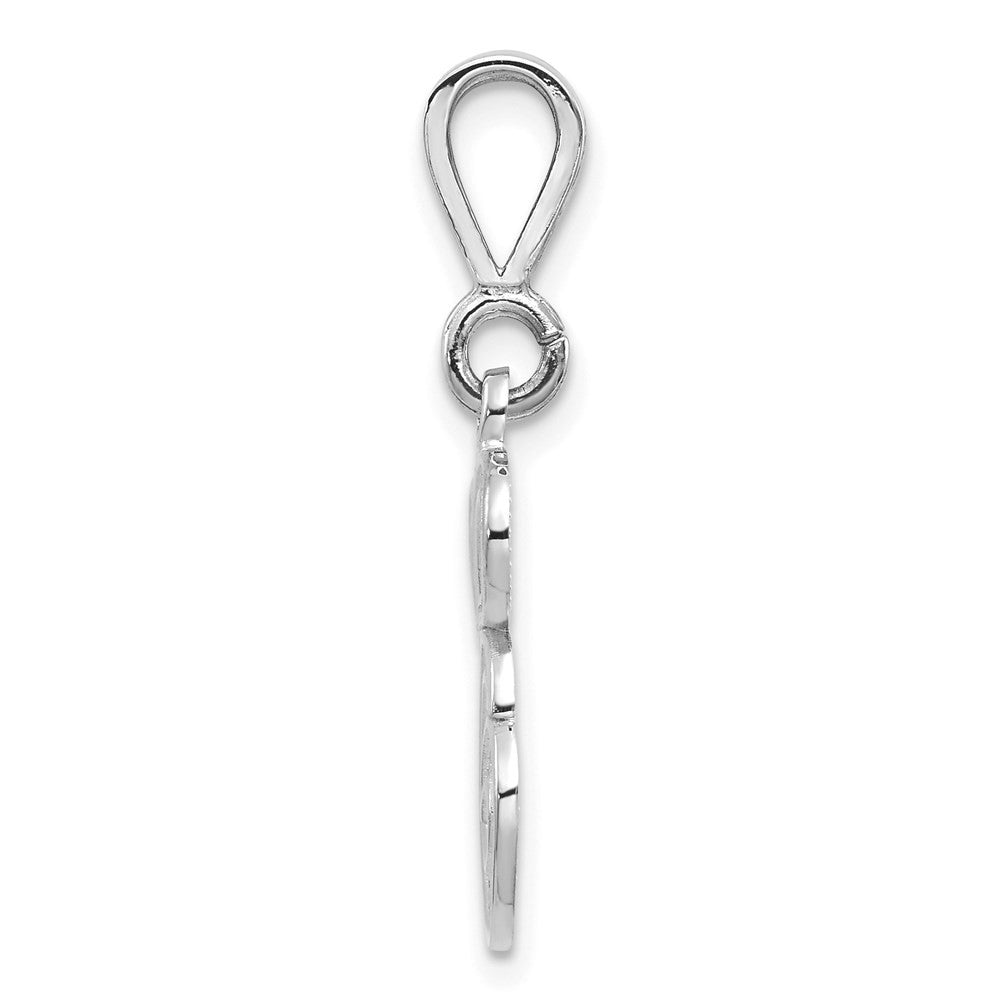 14k White Gold Solid Polished Script Filigree Letter E Initial Pendant