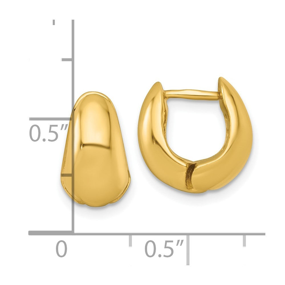 Sterling Silver Gold-tone Polished Tapered Hinged Hoop Earrings