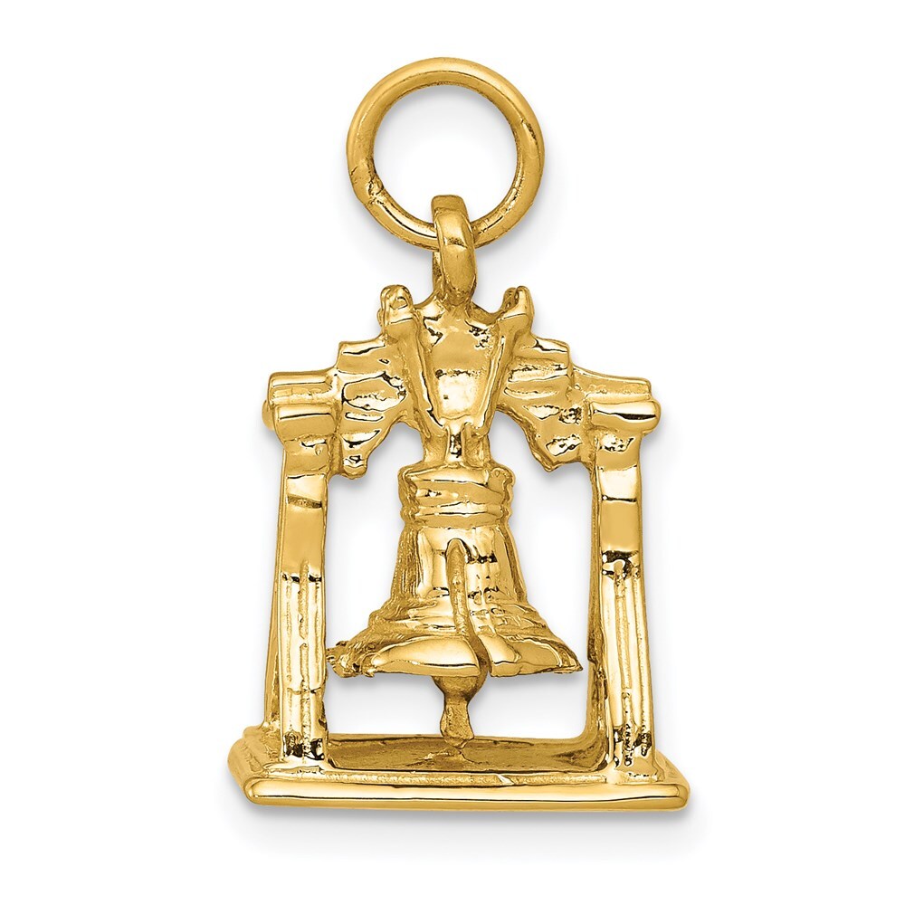 14k Yellow Gold Solid Polished 3-D Liberty Bell Charm Pendant for Women