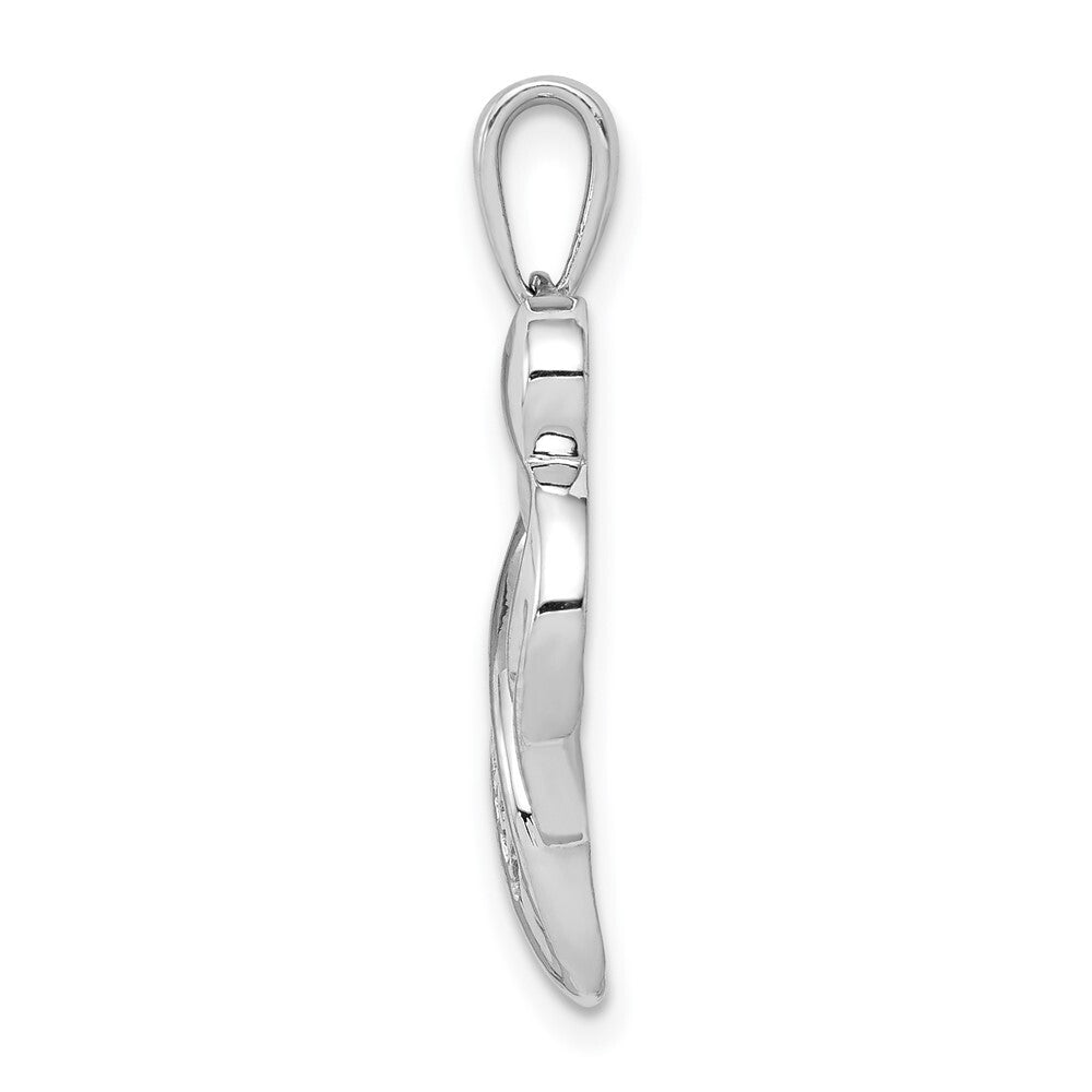 14k White Gold Diamond MOM Heart Pendant for Women