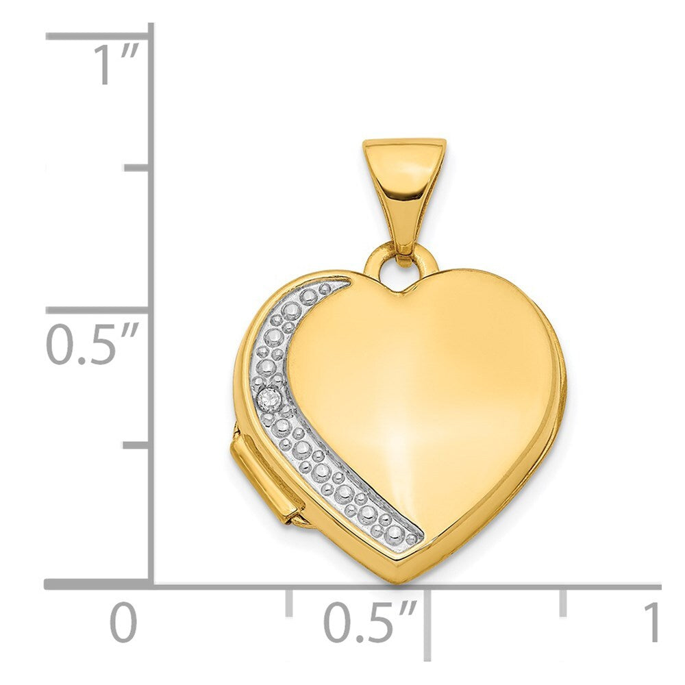14k Yellow Gold Diamond 16mm Heart Locket Pendant for Women