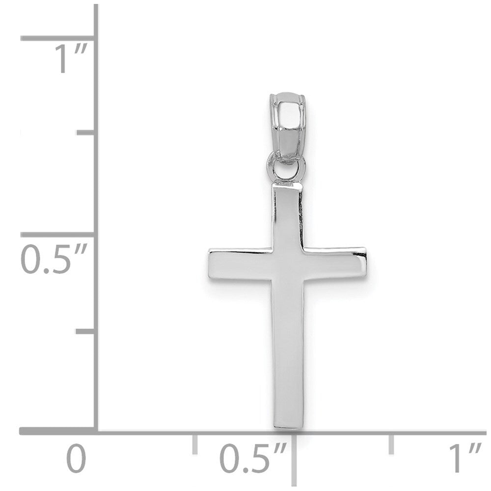 14k White Gold Beveled Cross Charm Pendant for Women