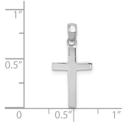 14k White Gold Beveled Cross Charm Pendant for Women