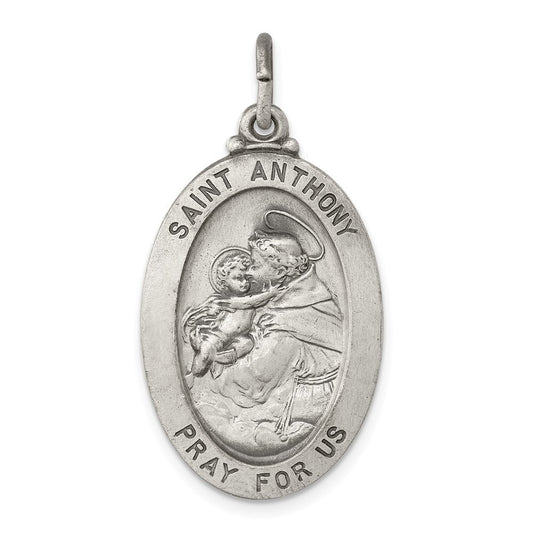 Sterling Silver Antiqued Saint Anthony Medal Pendant