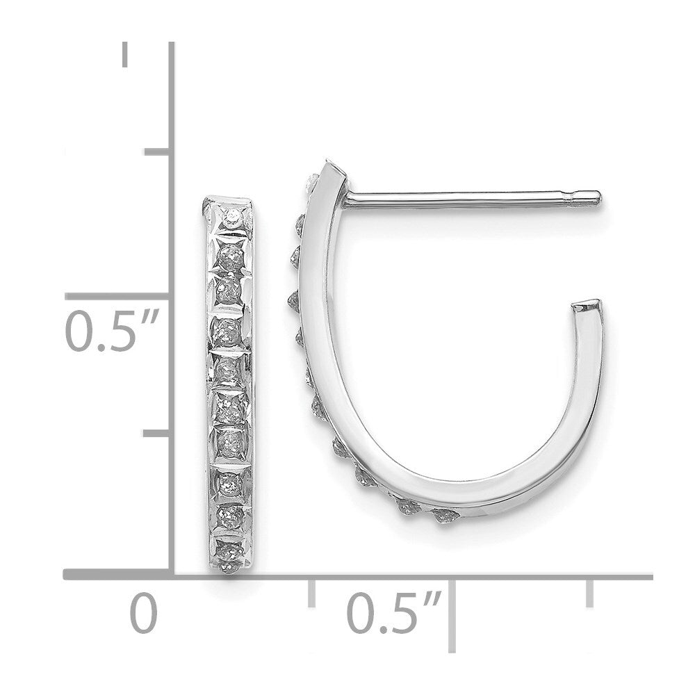 14k White Gold Diamond Fascination Hoop Earrings Gift for Women