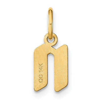 14k Yellow Gold Lowercase Letter N Initial Pendant for Women