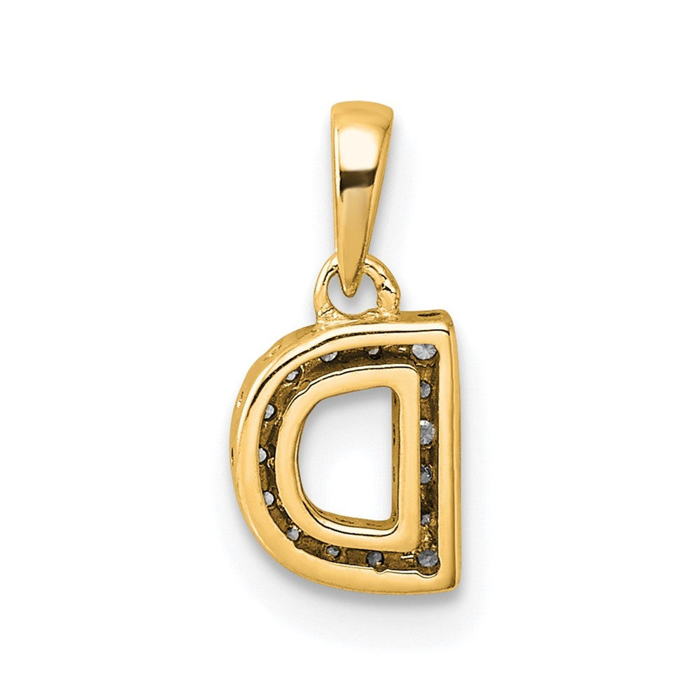14k Yellow Gold  Diamond Letter D Initial with Bail Pendant
