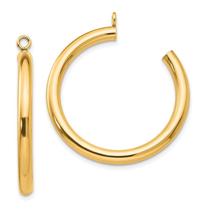 14k Yellow Gold Polished Tube Hoop Earring Jackets Gift for Women