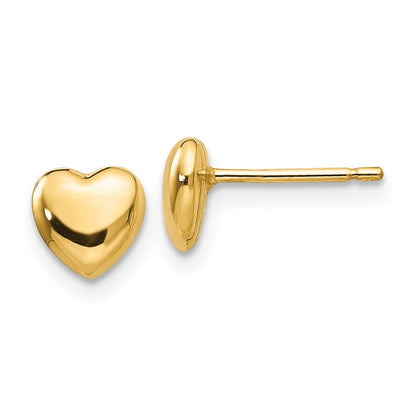 14k Yellow Gold Polished Heart Stud Earrings Gift for Women