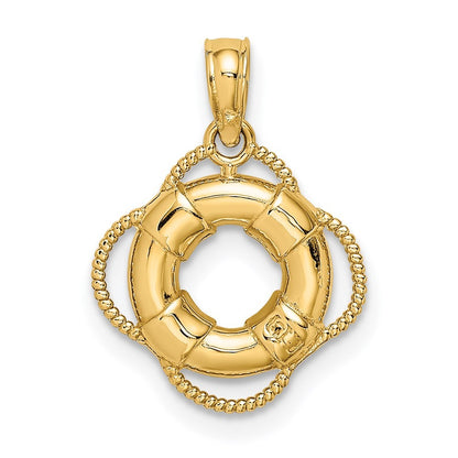 14k Yellow Gold 3D Lifesaver Charm