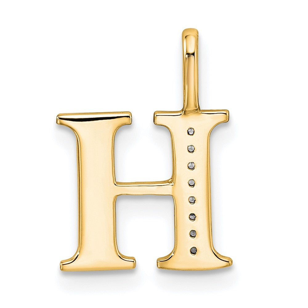 14k Yellow Gold Diamond Letter H Initial Pendant