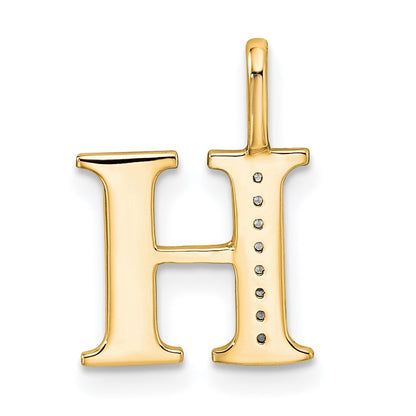 14k Yellow Gold Diamond Letter H Initial Pendant