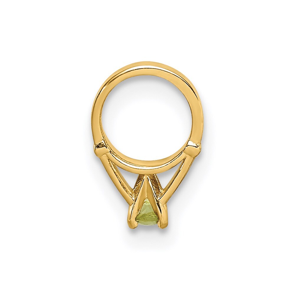14k Yellow Gold 3D Ring with Light Green Glass Stone Charm Pendant for Women
