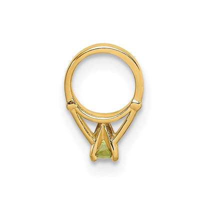 14k Yellow Gold 3D Ring with Light Green Glass Stone Charm Pendant for Women