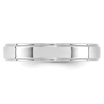 14k White Gold 4mm Flat with Step Edge Wedding Band Ring Size 6