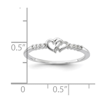 Sterling Silver E-coated CZ Heart Ring Size 6