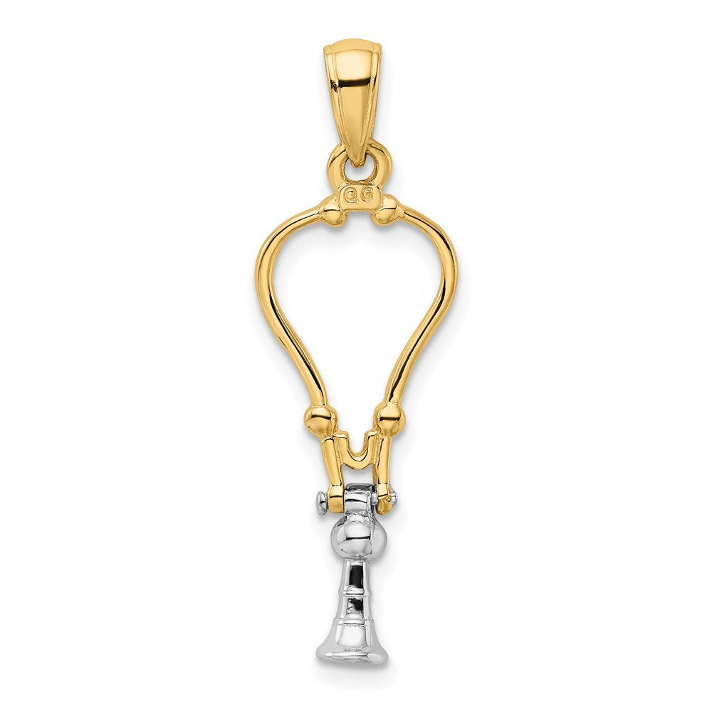 14k Two-tone Gold 3-D Stethoscope Pendant for Women